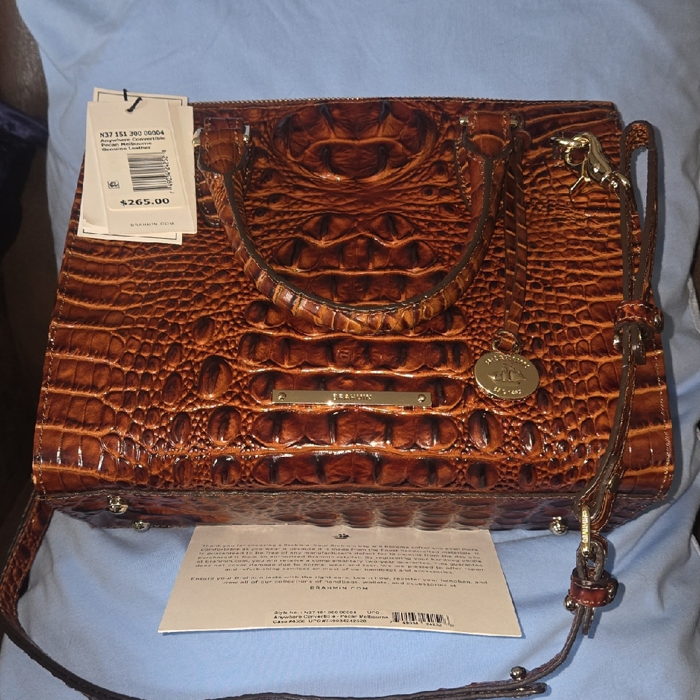 Brahmin Anywhere Convertible Crocodile Embossed Satchel
